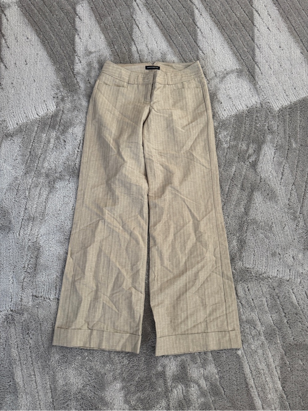 Express Tan & White Stripe Wide Leg Pants
